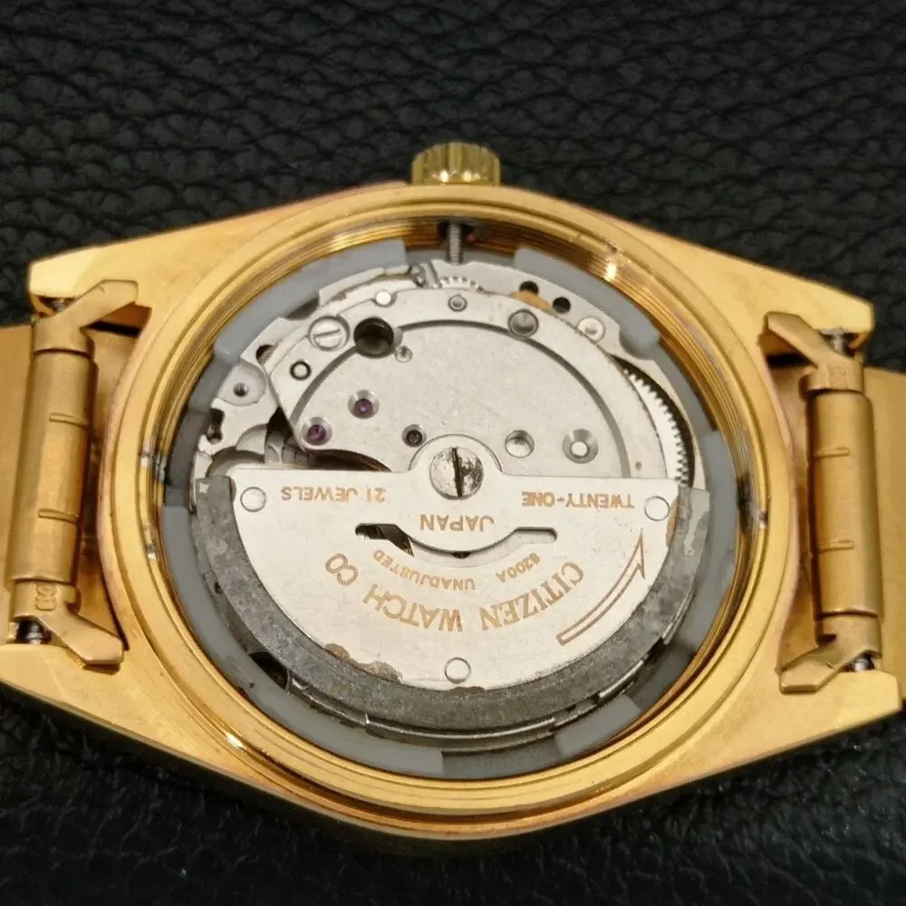 Vintage 1974 Citizen Automatic Mens Gold Watch W/daydate & Blue accents
